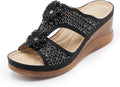 STYVELLA rhinestone double strap wedge sandal