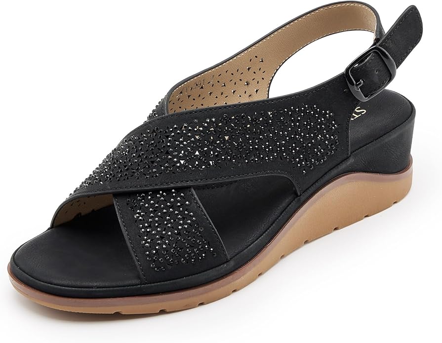 STYVELLA sparkly slingback wedge sandal